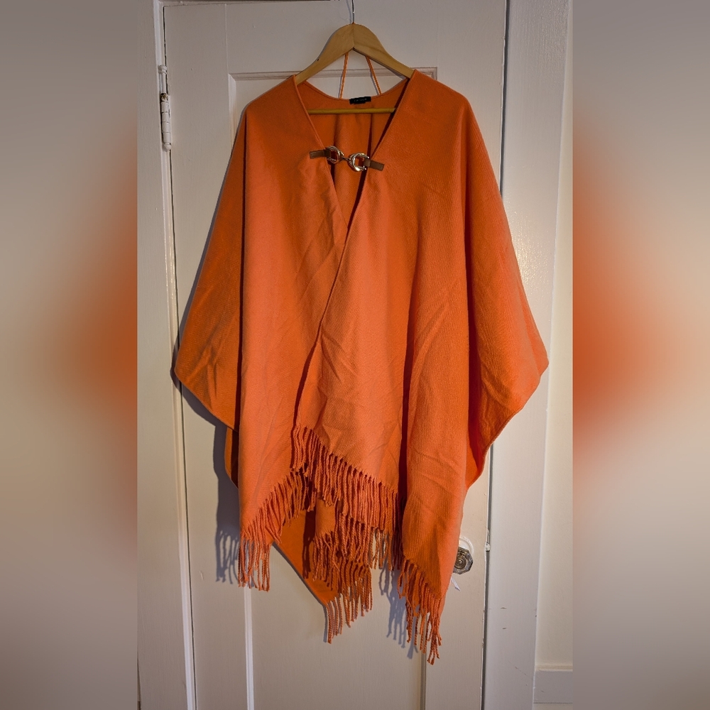 Ann Taylor Vibrant Orange Poncho